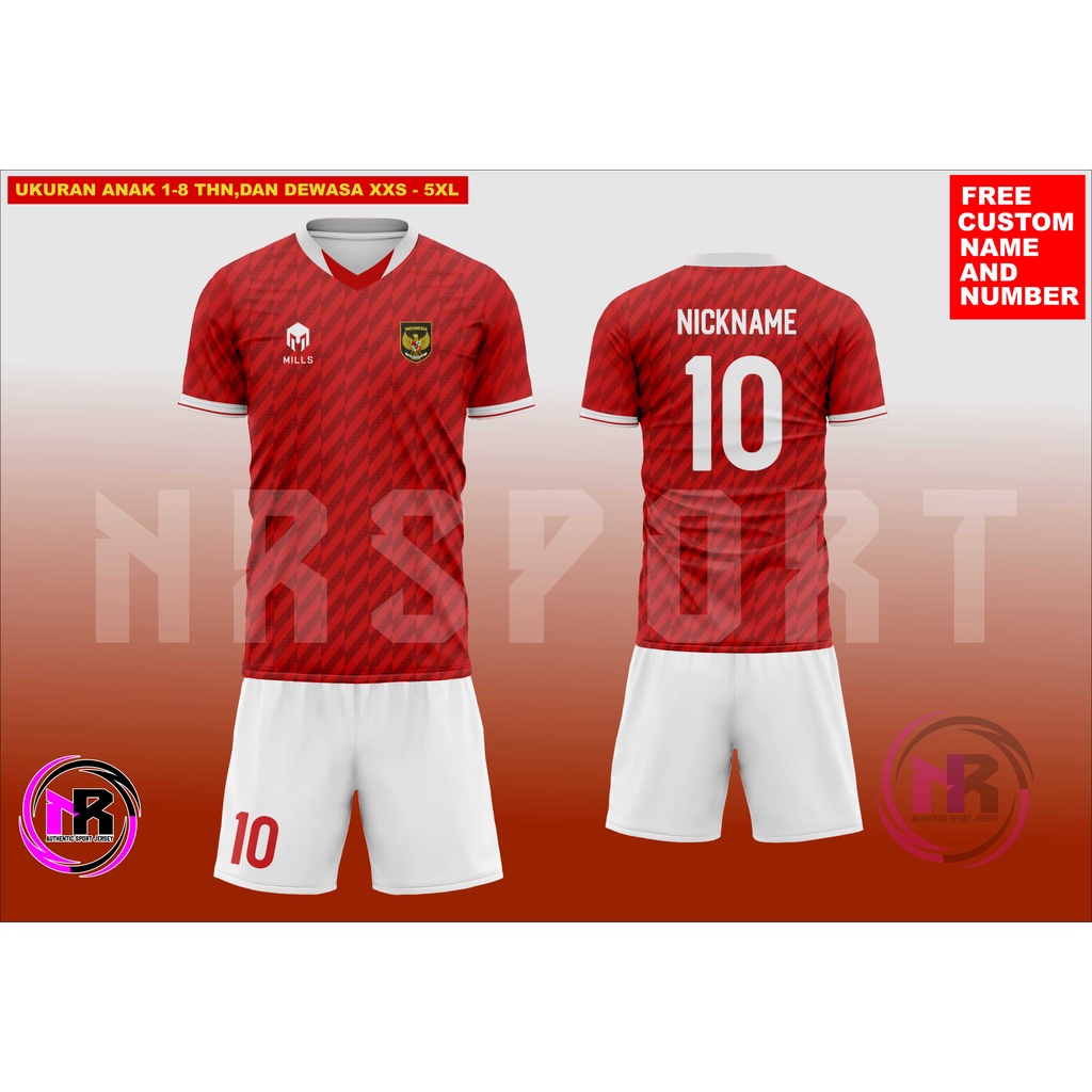 JERSEY PRINTING TIMNAS SETELAN 2023/SETELAN JERSEY TIMNAS INDONESIA BAHAN PREMIUM/JERSEY BOLA SATU S