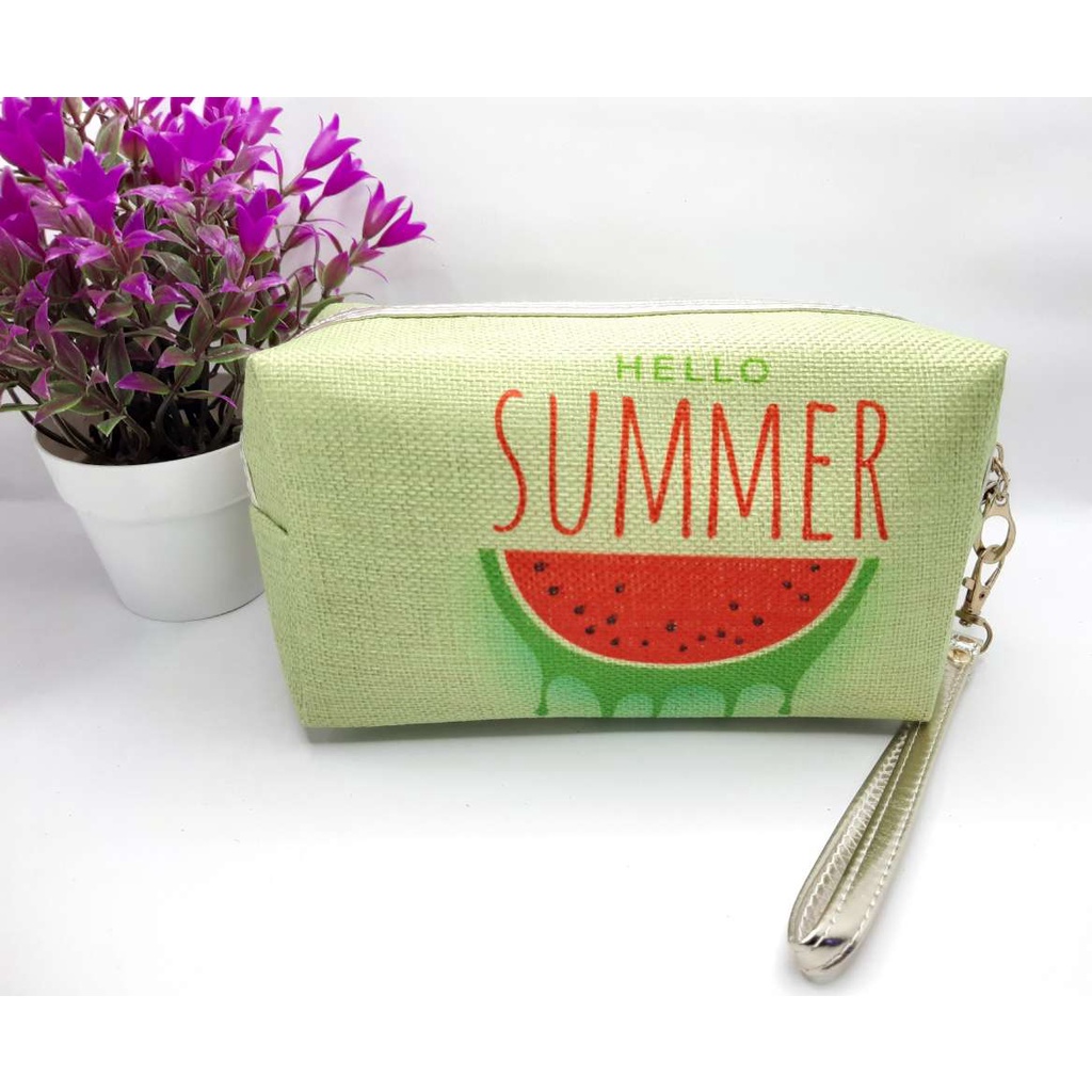 READY DOMPET KOSMETIK WANITA | TAS MAKE UP MINI FRUIT BAHAN KAIN GONI