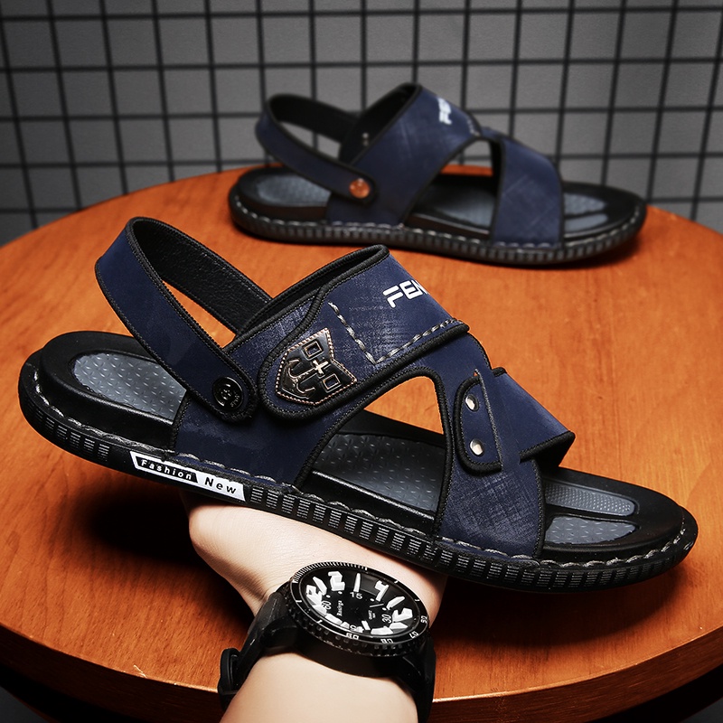 【kirim hari ini+COD】Sandal Pria Gungung Kulit Pria Asli Diimpor