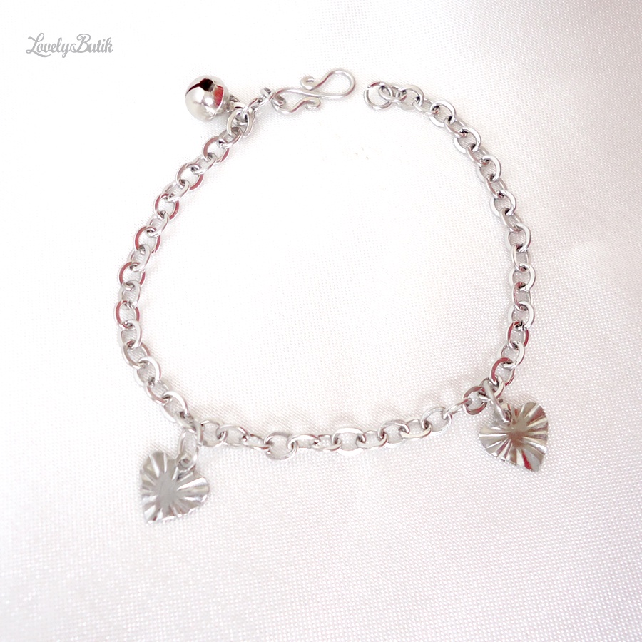 Gelang Kaki Bayi Anak Monel Krincing Baja Putih Model Daun Kecil  Stainless Steel - Lovelybutik