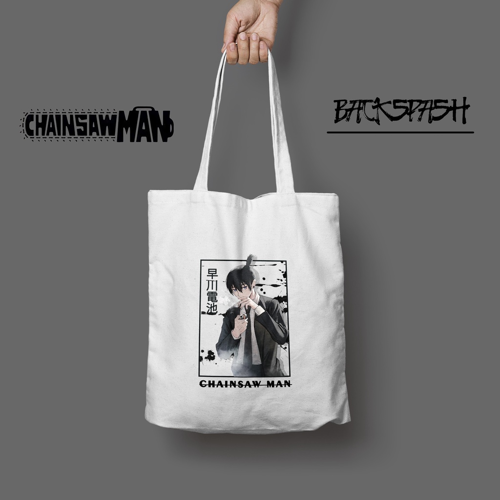 Totebag Anime Chainsaw Man Denji Pochita Aki Makima Custom Pria Wanita