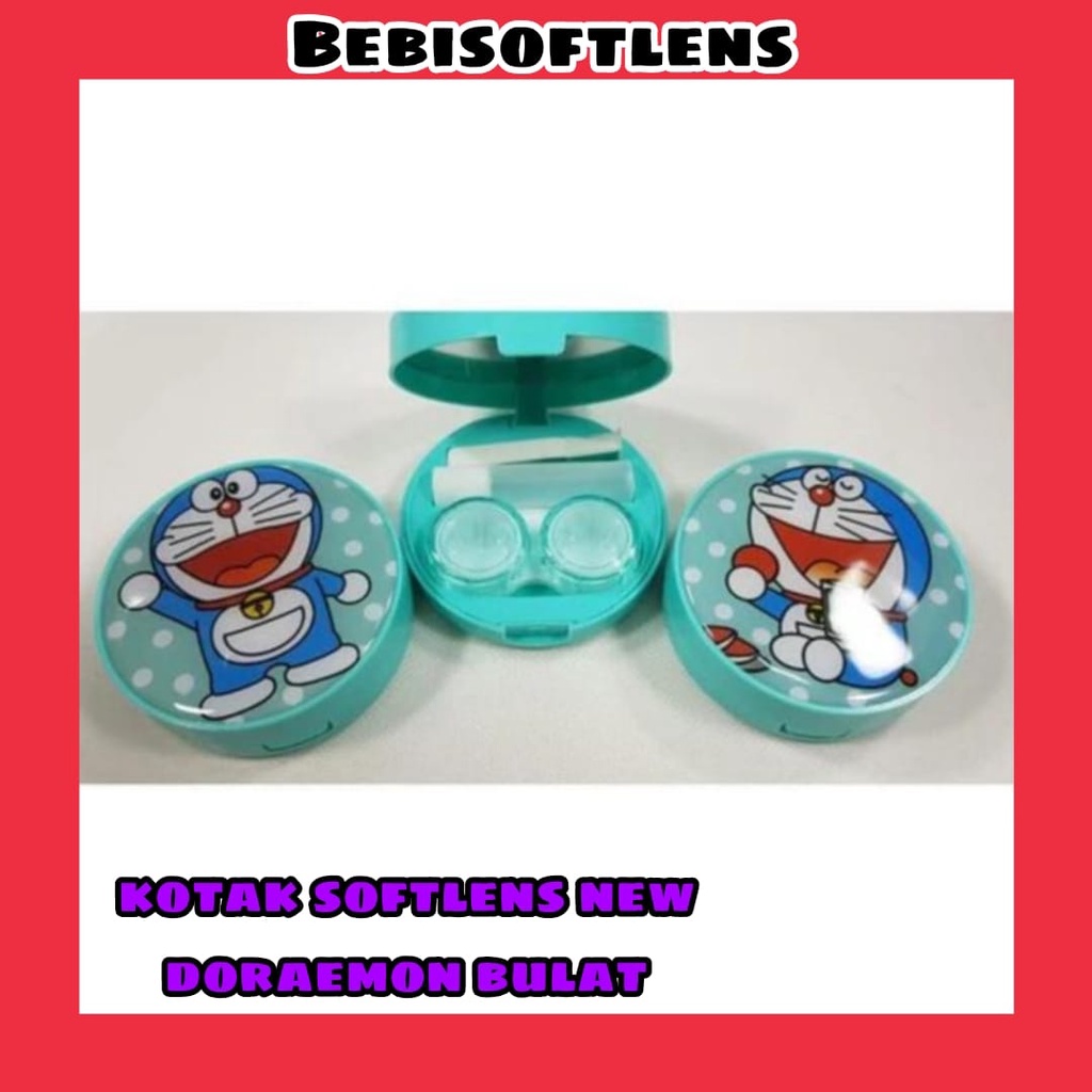 Kotak Softlens NEW Doraemon Bulat / Travel Kit Tempat Softlens / Tempat Softlens Karakter Tempat Softlens