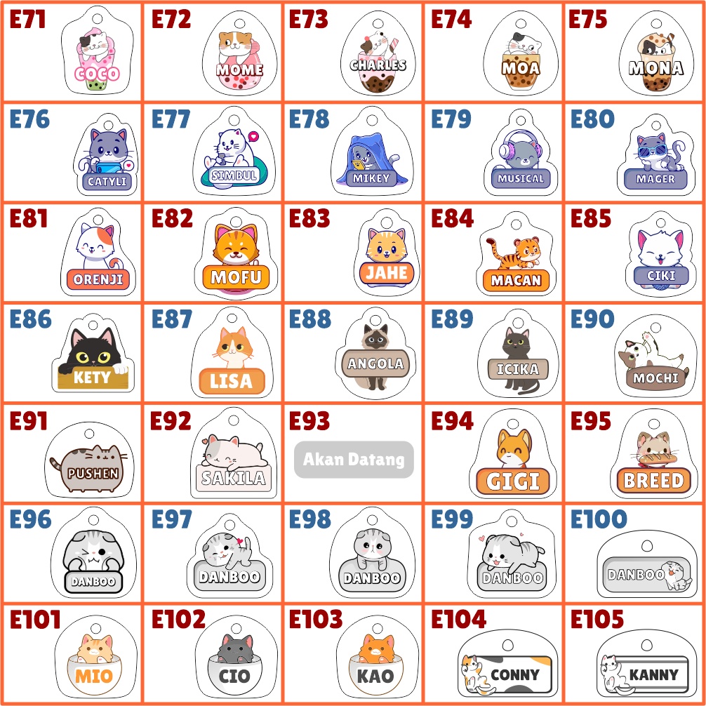 KALUNG KUCING NAMA CUSTOM Liontin Lucu Lonceng Murah Aksesoris Akrilik Ukuran Kitten Adult Aesthetic