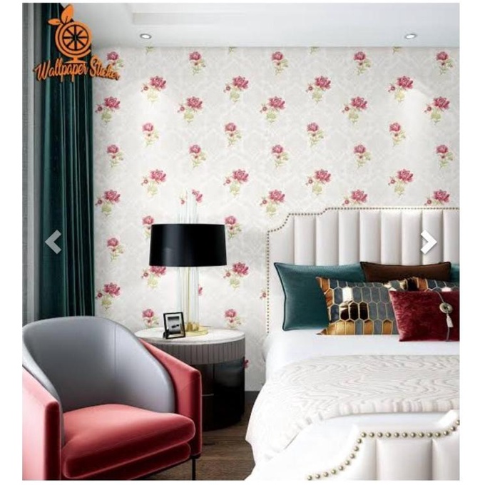 wallpaper stiker dinding putih tekstur bunga mawar pinx