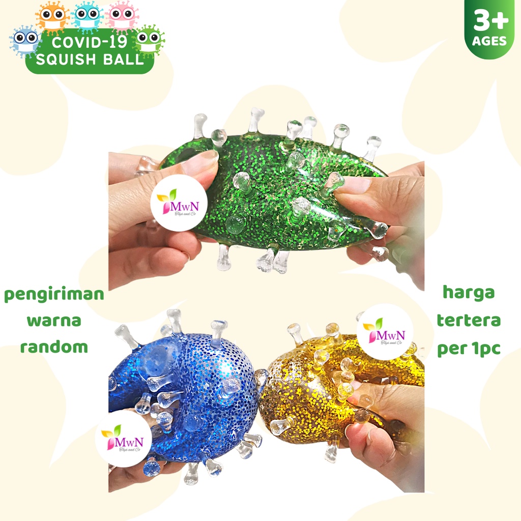 MWN Mainan Squishy Virus Lucu Squish ball diameter 5cm / Anti stress