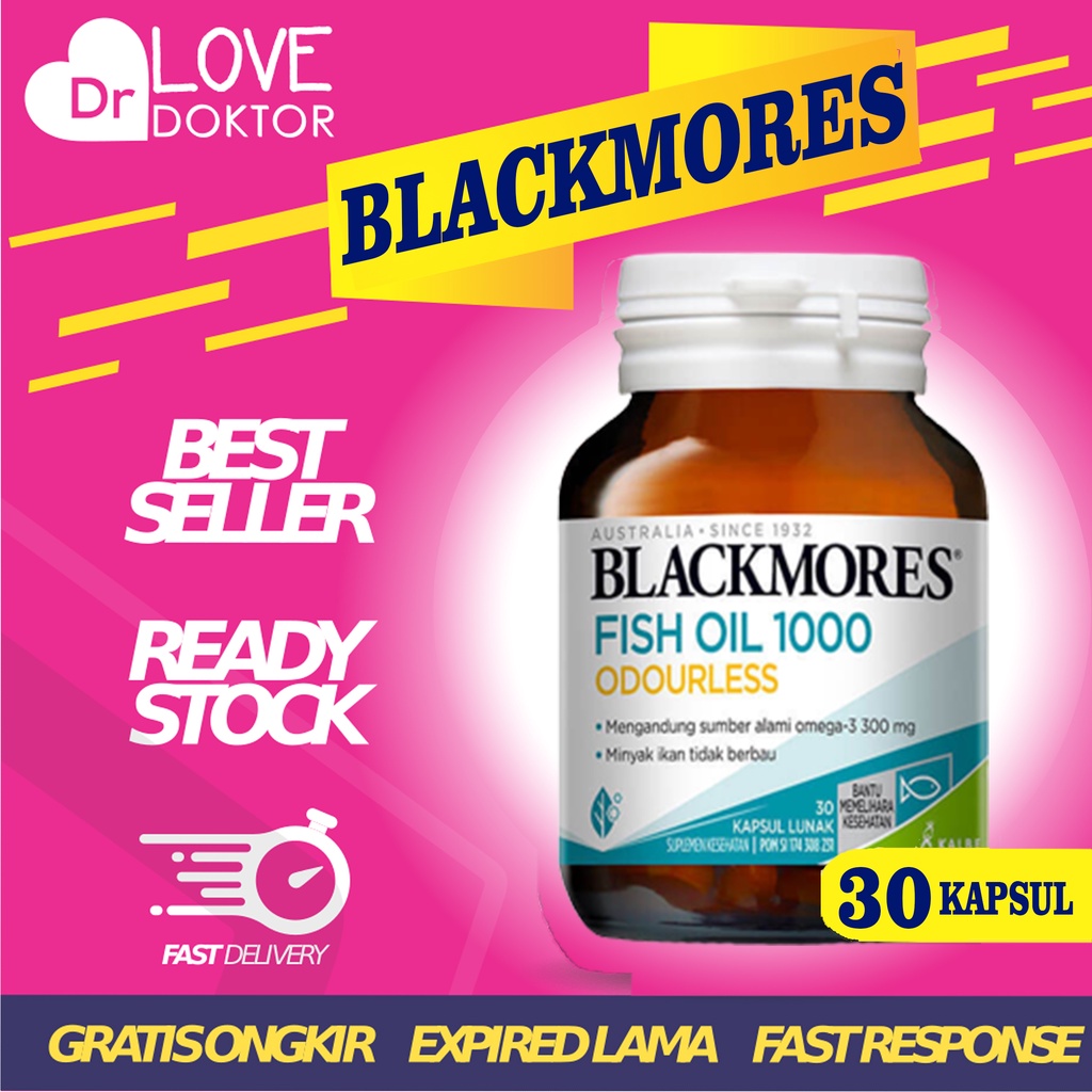 BLACKMORES ODOURLESS FISH SALMON OIL OMEGA 3 1000MG 1000 MG KALBE - 30 KAPSUL