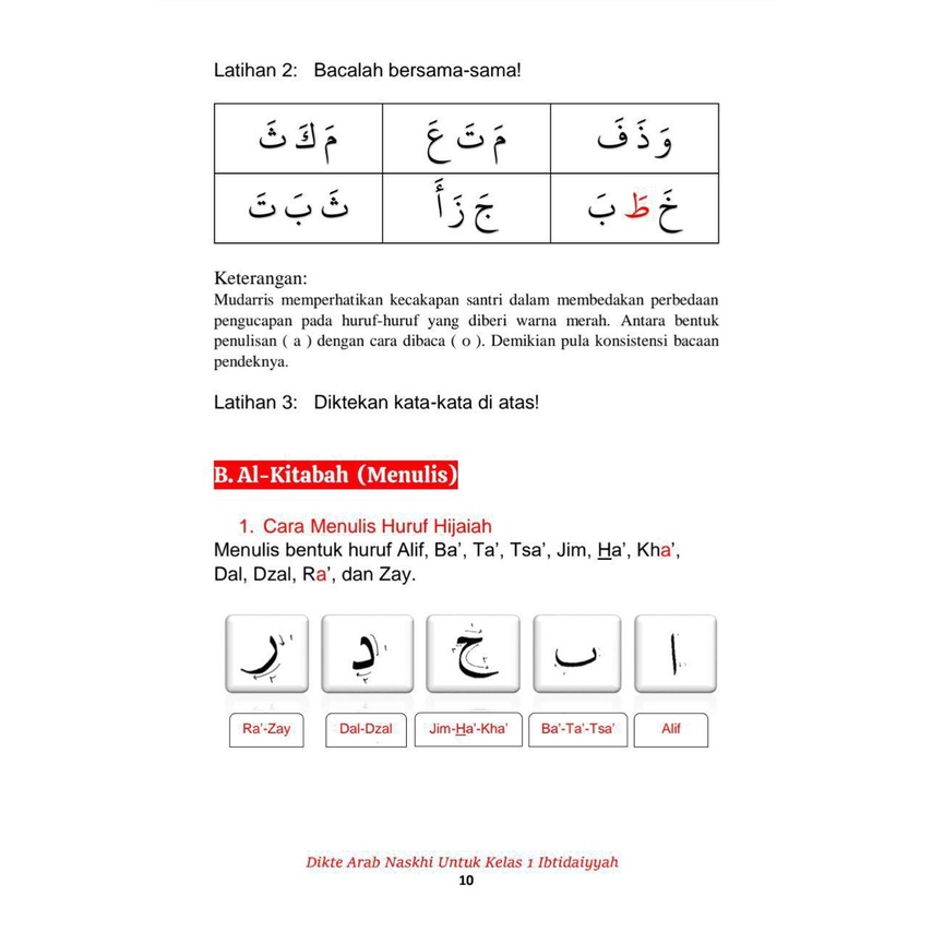 Dikte Arab Naskhi Untuk Madrasah Ibtidaiyah Kelas 1 Sampai 6