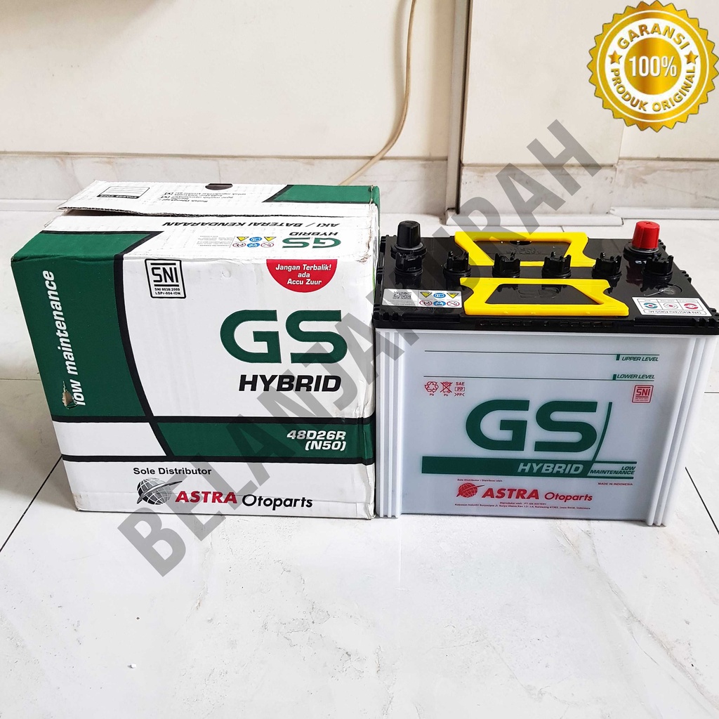 Aki mobil N50 Hybrid / 48D26R 50 Ah 12v GS Astra Hybrid 100% ASLI ASTRA