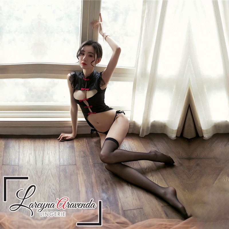Lareyna Aravenda Set Lingerie + Celana Dalam Seksi Model Costume Cheongsam Elegant LG406