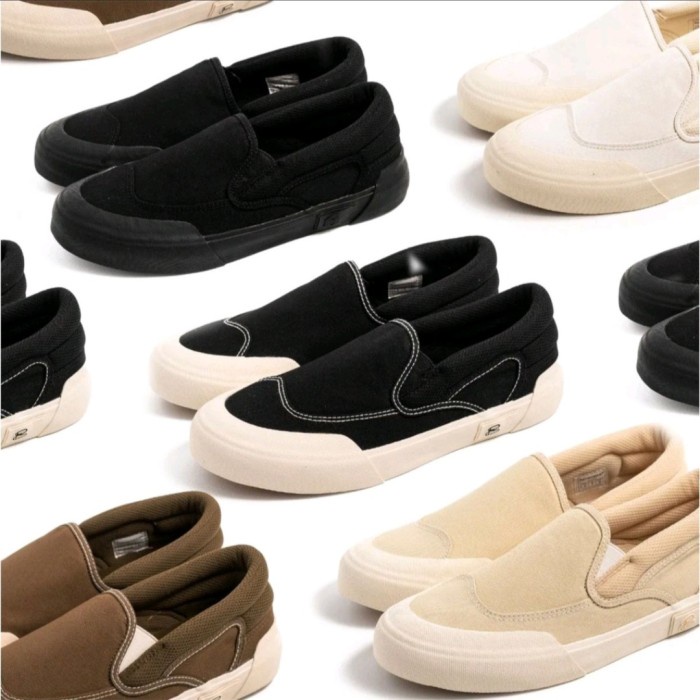 MURAH Sepatu Patrobas Cloud Slip On Low Black White All Black Olive Beige Original Slip On Pria