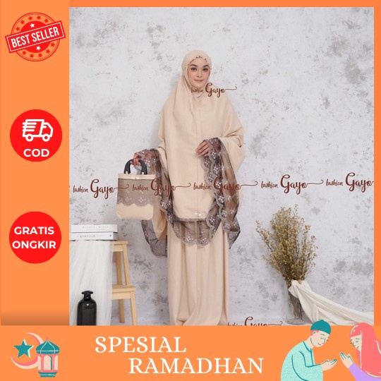 Mukena Travel Ayana By Reyscarf.Id - Mukena Dewasa Bahan Premium Rayon Viscose Adem Nyaman Dipakai -