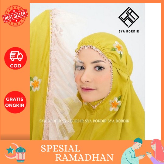 Mukena Dewasa Nazwa Katun Adem Jumbo Bordir Mewah Renda Swarovski|Mukena|Mukenah|Mukenah Dewasa|Muke