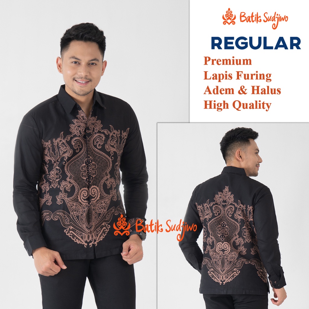 SUDJIWOBATIK 1145 Hem Kemeja Batik Pria Cowok Laki Laki Lengan Panjang Premium Lapis Furing Solo Laweyan Original