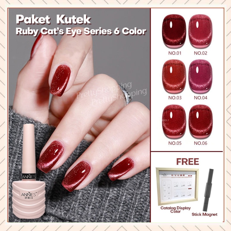 Pretty PAKET KUTEK RED SERIAL CAT EYE FREE KATALOG DISPLAY COLOUR &amp; STIK MAGNET KUTEK GEL NAIL POLISH UV