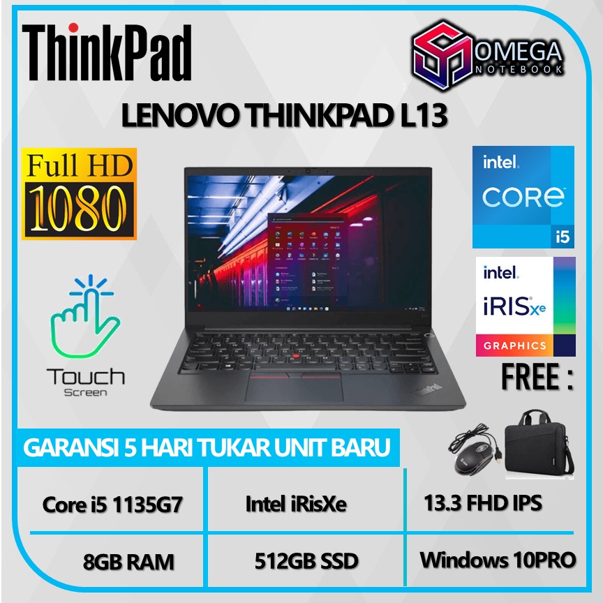 Lenovo Thinkpad L13 TOUCH I5 1135G7 8GB 512SD Windows10PRO 13.3FHD