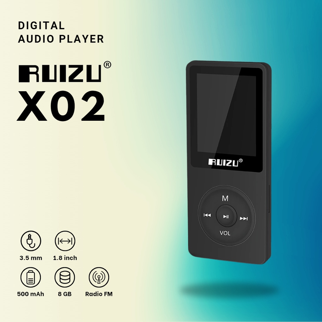 RUIZU X02 HiFi DAP MP3 Digital Audio Player Recorder FM Radio Original