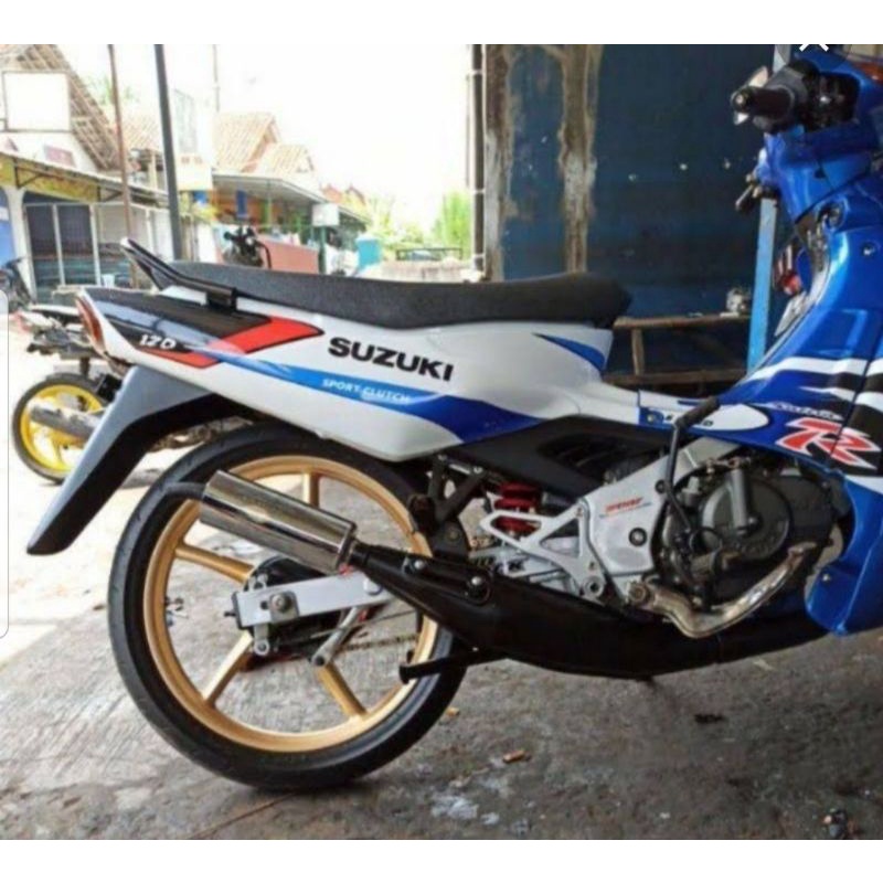 KNALPOT 2 TAK SATRIA HIU SATRIA LUMBA SATRIA 120R FULL PRESS & SIRIP ORIGINAL BLSSPEEDS