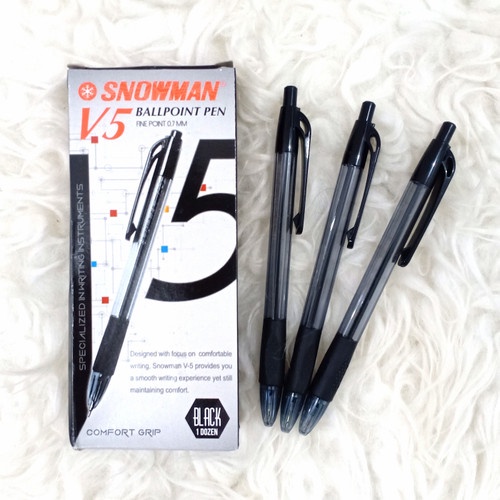 

(LUSIN) BOLPOIN SNOWMAN V-5 HITAM 12 PCS