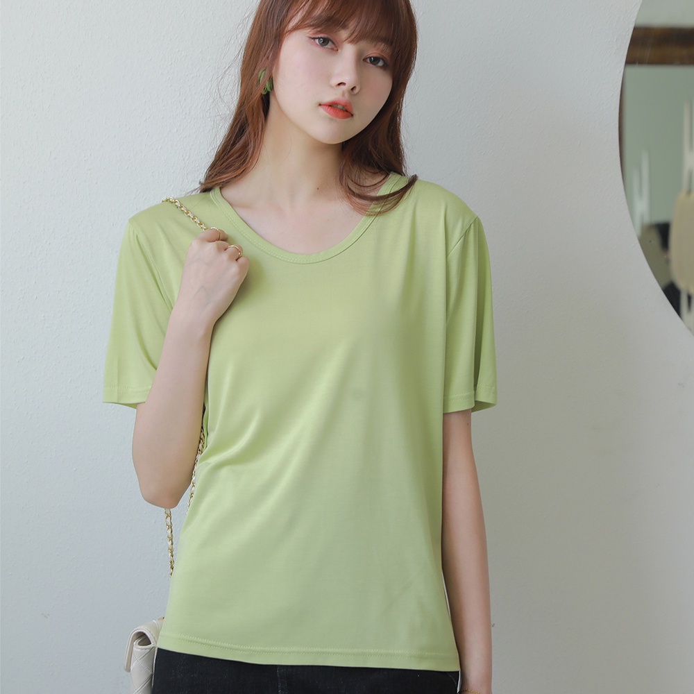 Kaos polos cewek lengan pendek Korea T-shirt oversize wanita （V Neck）