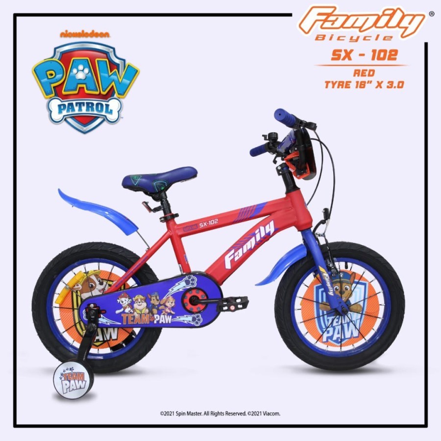 Sepeda Anak Paw Patrol BMX Family 12 Inch SX 102 Team Paw