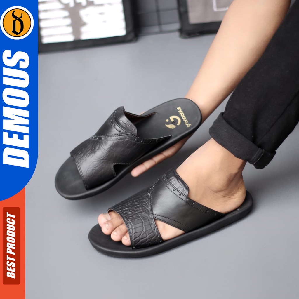 DEMOUS Gunka - Sandal Kulit Pria Dewasa Slop Casual