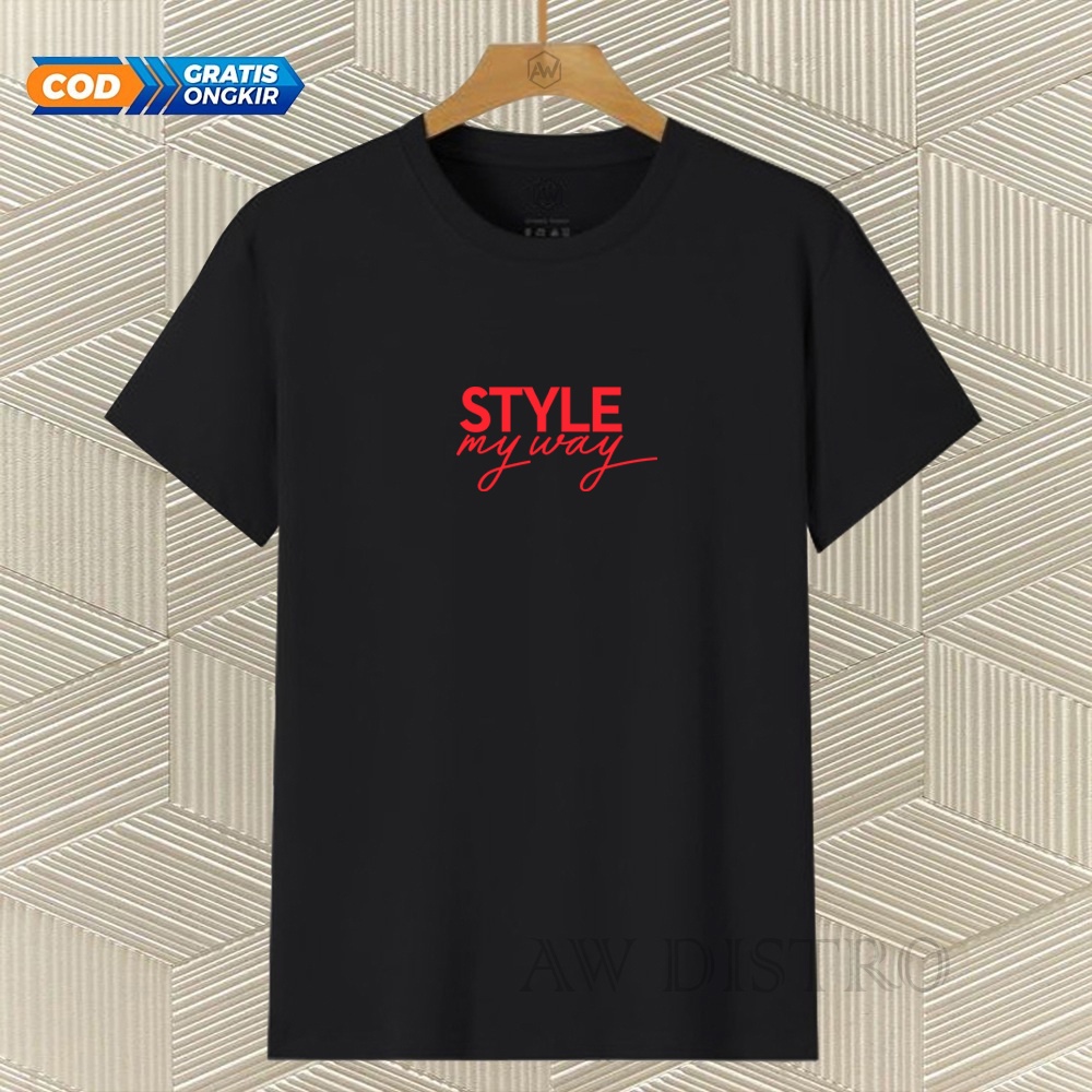 COD Baju Kaos Distro STYLE Tex Merah Premium Quality Lengan Pendek