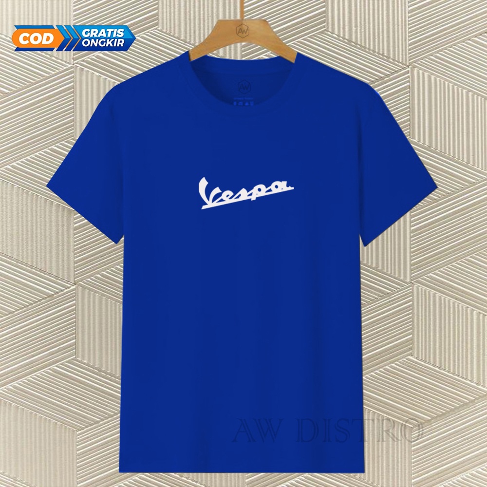 COD Baju Kaos Distro Vespa Text Putih Premium Quality Lengan Pendek