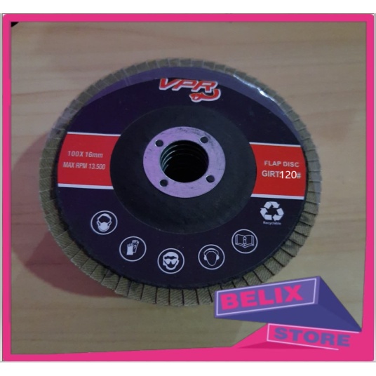 Amplas Gerinda Susun VPR Grit 120 Flap Disc 4 Inchi Amplas Kayu Besi