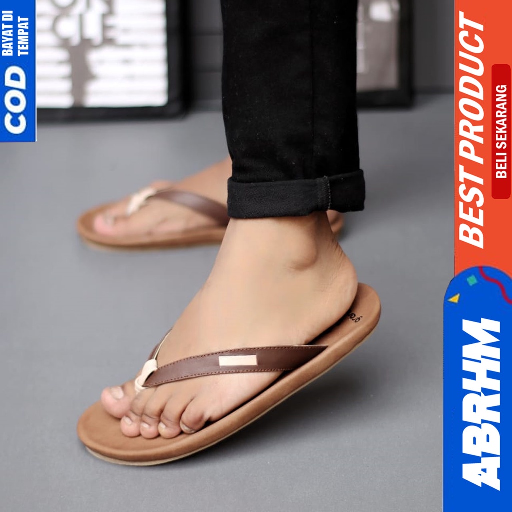 Sandal Jepit Pria Kulit Asli Sendal Japit Pria Original Abrhm