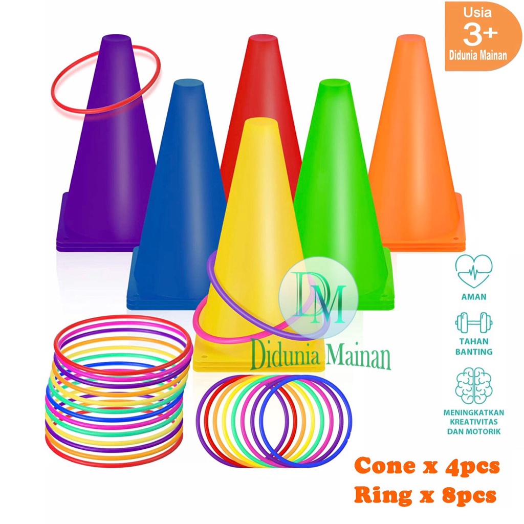 Mainan olahraga anak lempar cincin kerucut cone ring throwing latihan olahraga