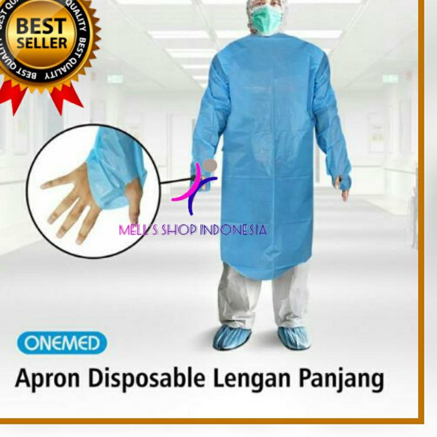 Limited✅⭐-Apron Celemek Plastik Lengan Panjang Onemed/ Apron Plastik / Onemed / Apron Medis / Apron 