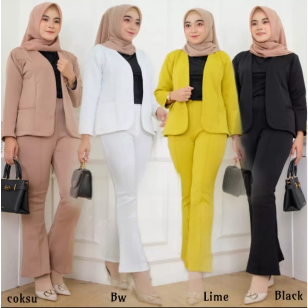 TERMURAH TERMURAH ONE SET BLAZER NABILA CELANA CUTBRAY BAHAN SCUBA PREMIUM SETELAN BLAZER CUTBRAY /