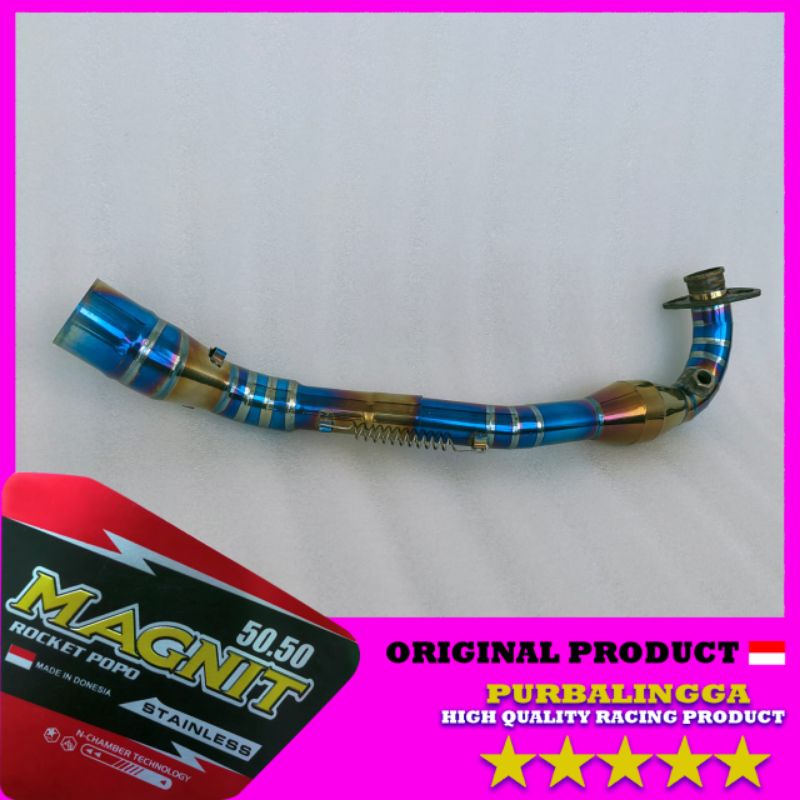 Header pipa leher knalpot racing ALL NEW PCX 160 bluemoon biru full cacing stainless