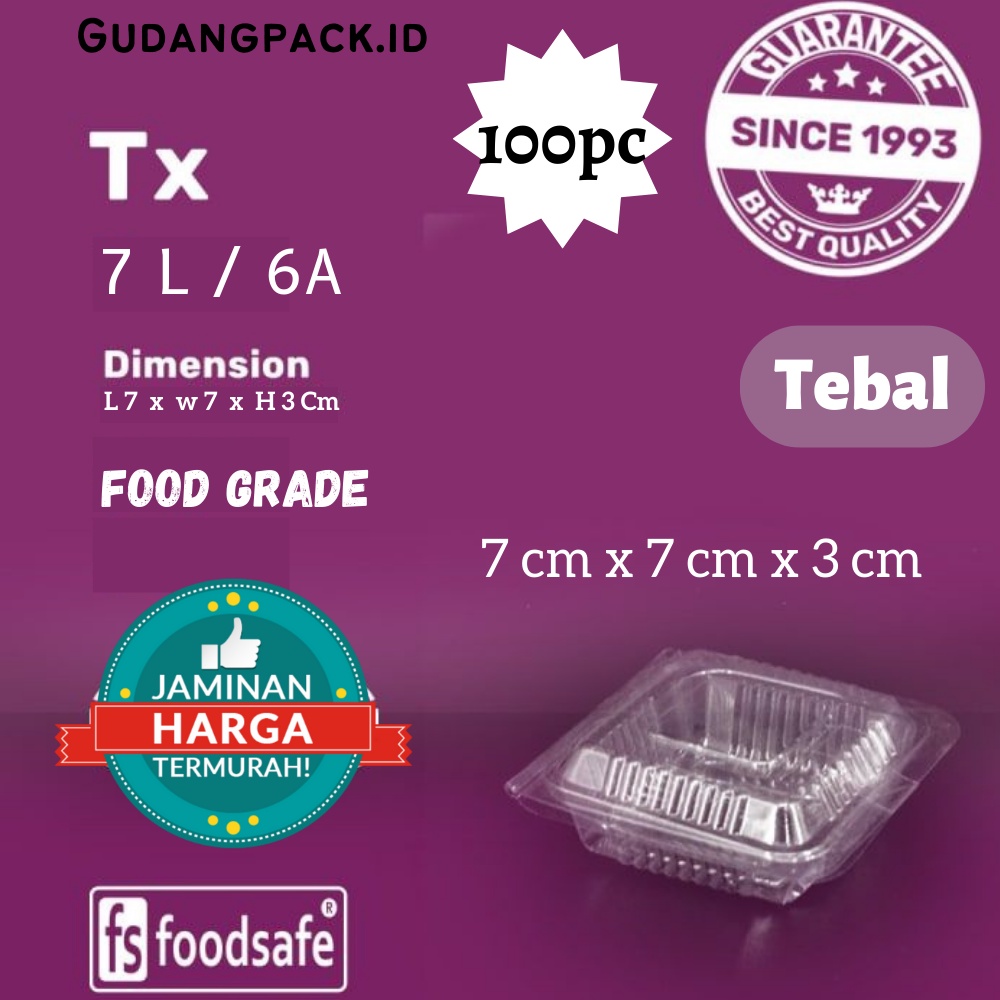 Mika Plastik TX 7L 6A 100pc / Mika Makanan Kue Putu Bolu Snack Plastik 7x7x3 CM