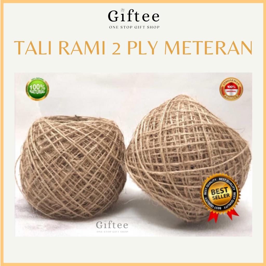 TALI RAMI 2 PLY TALI GONI METERAN PITA PEMBUNGKUS PAKET KARUNG VINTAGE RUSTIK COKLAT COKELAT BROWN D
