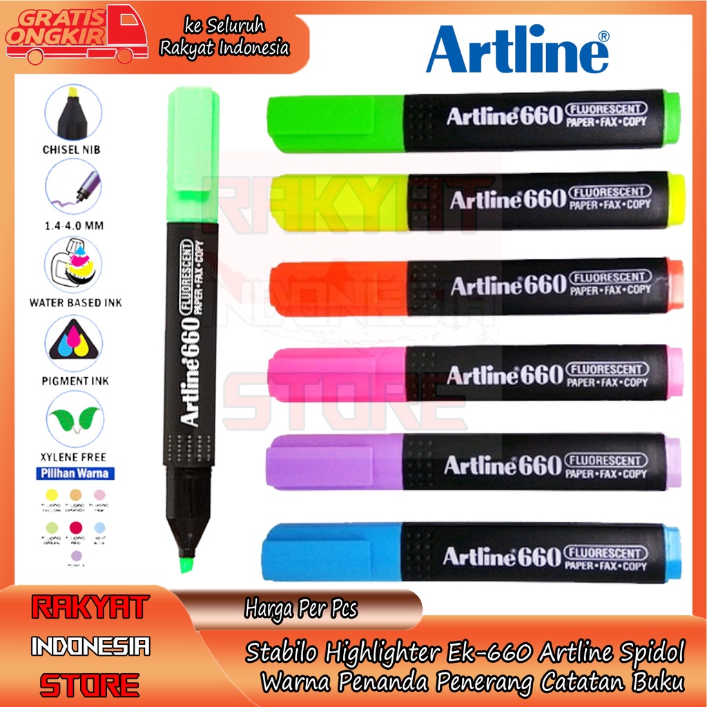 

SPIDOL WARNA STABILO SETABILO SPIDOL WARNA HIGHLIGHTER EK-660 ARTLINE SPIDOL WARNA PENANDA PENERANG CATATAN BUKU SPIDOL WARNA PENA SOROT SPIDOL MENANDAI ATAU MEWARNAI BAGIAN-BAGIAN PENTING DALAM SEBUAH BACAAN BUKU CATATAN TULISAN PENTING HIJAU BIRU