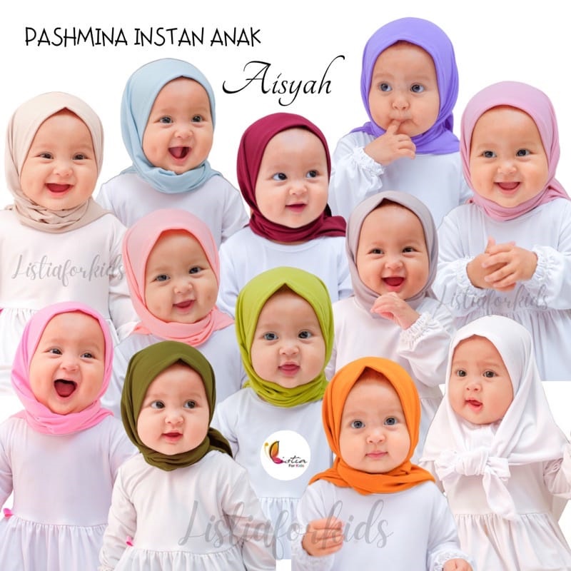 Jilbab Pashmina Instan Anak AISYAH Jersey Premium 0-12 Tahun Newborn Paud TK SD
