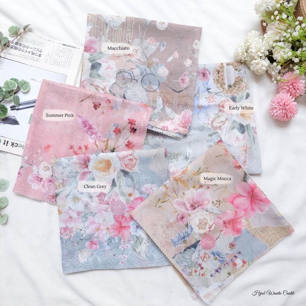 [Beli 2 GRATIS Hadiah] Hijabwanitacantik - Florence Scarf | Hijab Voal Segiempat Printing Premium