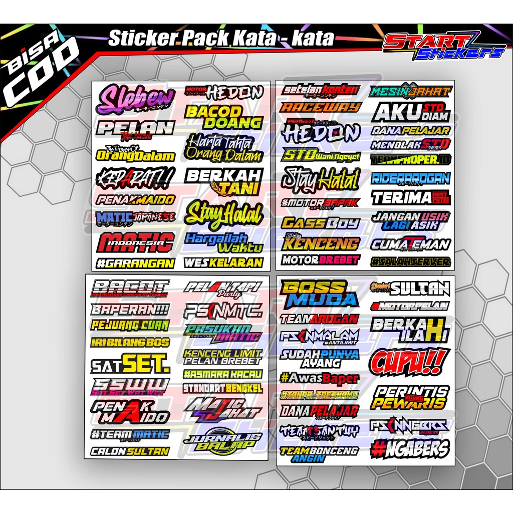 STIKER PACK KATA KATA RACING / STIKER PACK HEREX / STIKER PACK KEREN / STIKER PACK HOLOGRAM