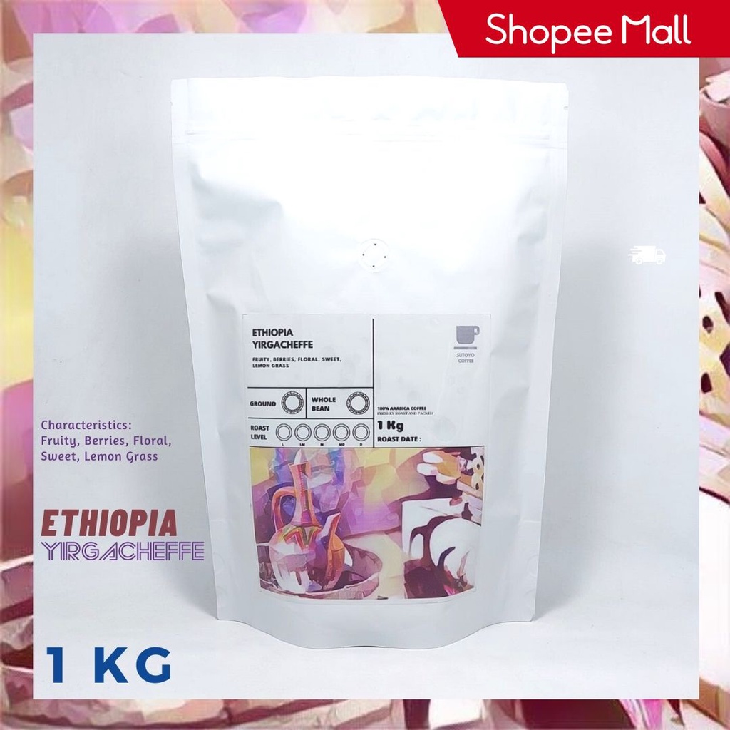 

SUTOYO COFFEE - Kopi Arabika Ethiopia Yirgacheffe 1 Kilogram (kg) | Roast Beans | Specialty Coffee