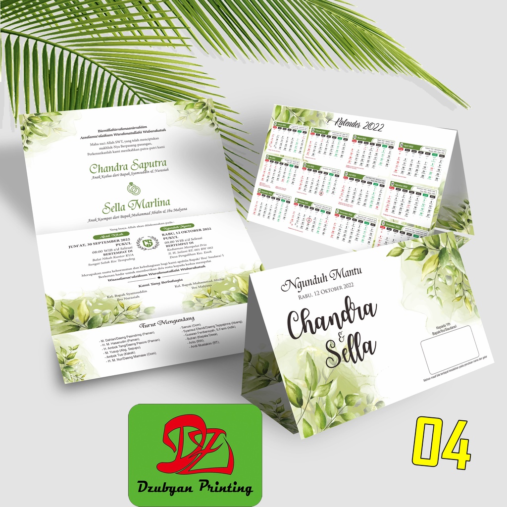 UNDANGAN PERNIKAHAN LIPAT 3 TEMA KALENDER 2025  tanpa minimal order*,  bonus plastik OPP & peta  , Murah, Proses Cepat, Tebal,-4