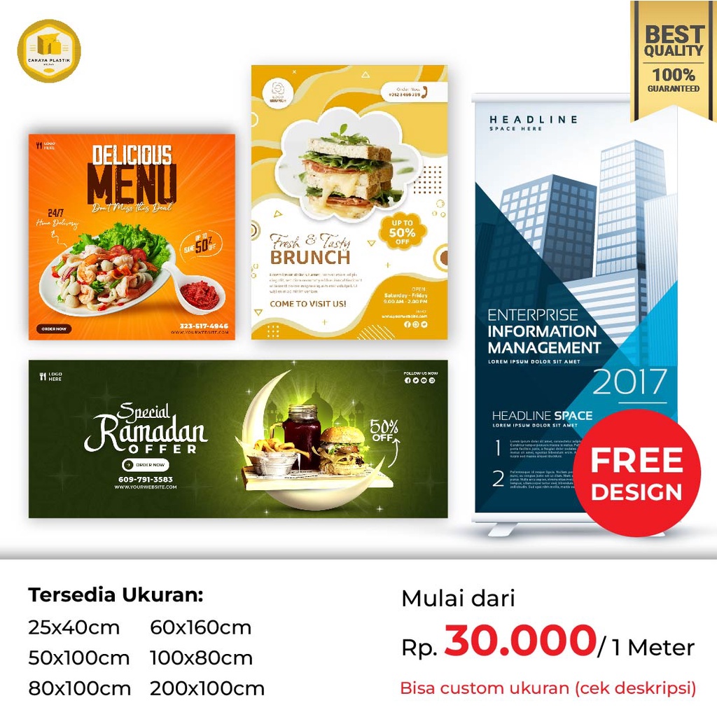 (FREE DESIGN) Banner / spanduk / baliho / digital printing / spanduk cafe / spanduk warung / banner 