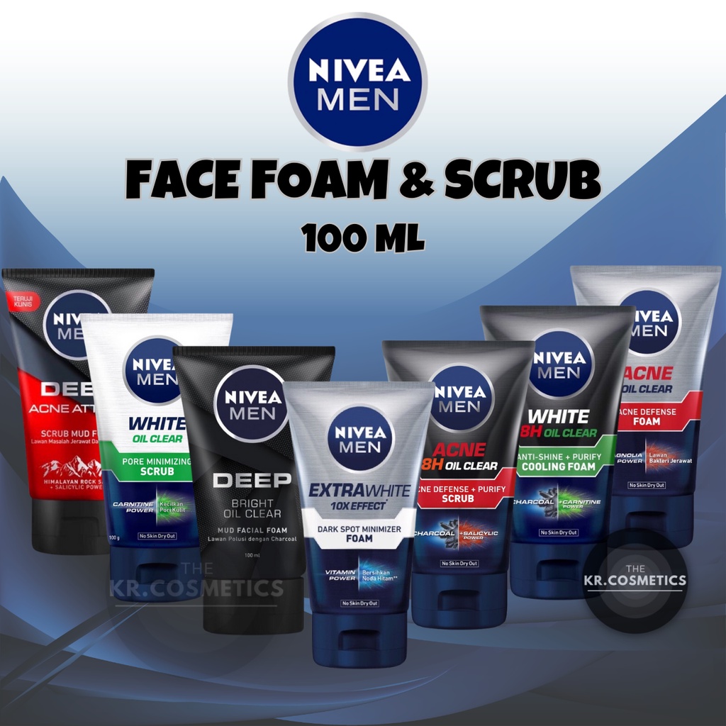 NIVEA MEN Personal Care Men Extra Facial Foam face scrub pria 100ml