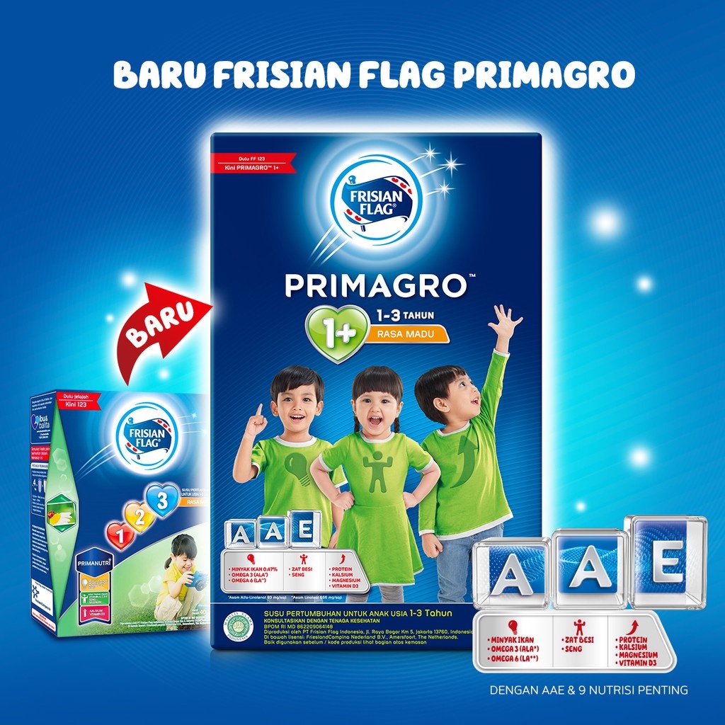 Frisian Flag Primagro 1+ Madu 3000 gr (1-3 tahun) Susu Formula Pertumbuhan Anak - 2 Pcs