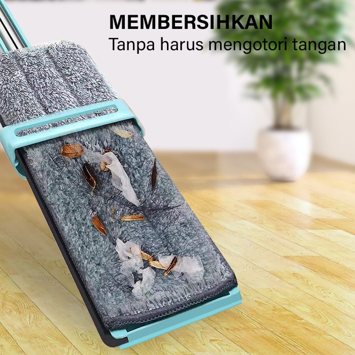 SS Alat Pel Lantai Tarik Ultra Mop Cleanze Pembersih Lantai Flat Mop Magic Putar 360 Derajat Free Kain