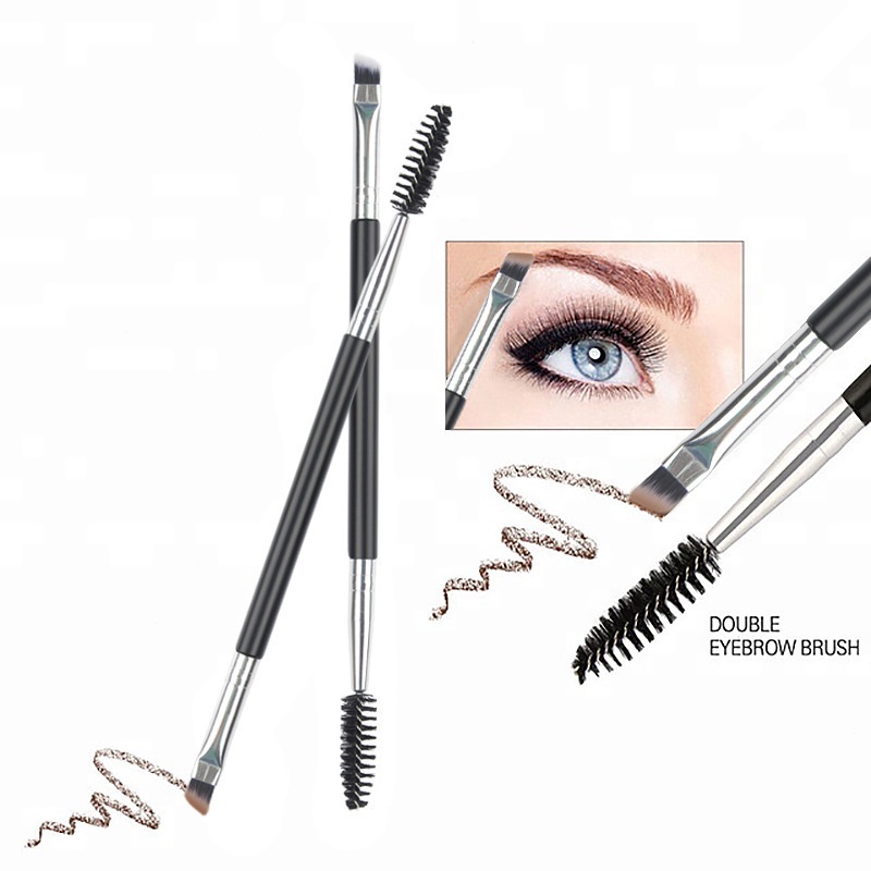 DSM Kuas Alis 2 IN 1 Double Eyebrow Brush Dengan Sikat Bulu Mata Premium Pembentuk Alis