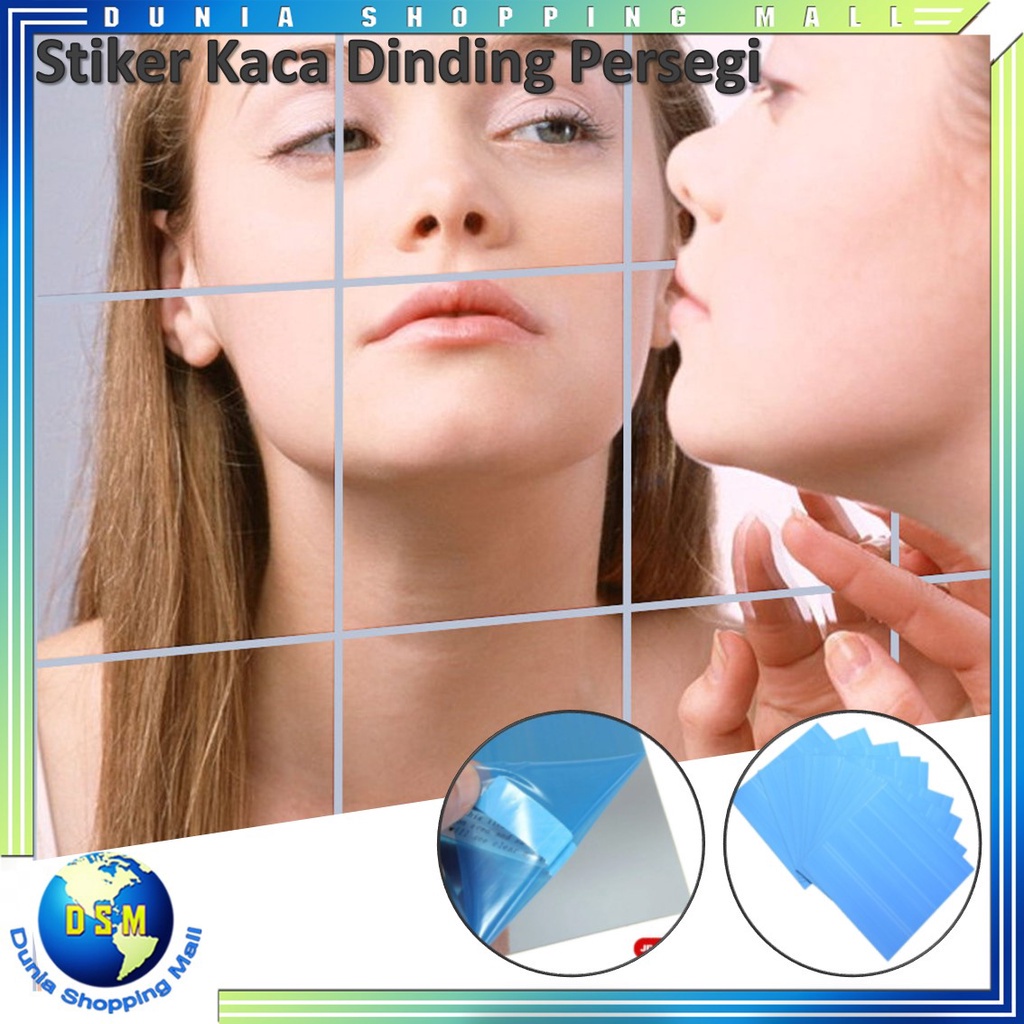 DSM STIKER CERMIN DINDING ANTI PECAH TEMPEL PERSEGI RECTANGULAR 15X15CM KOTAK MIRROR WALL DECORATION STICKER SQUARE PVC CERMIN KACA TEMPEL PERSEGI DEKORASI TOILET KAMAR MANDI MURAH