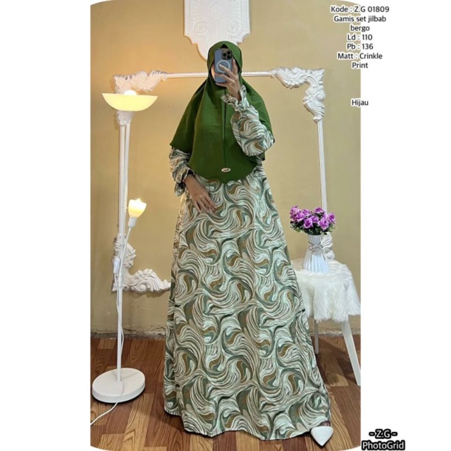 GAMIS CRINGKLE SET JILBAB BERGO