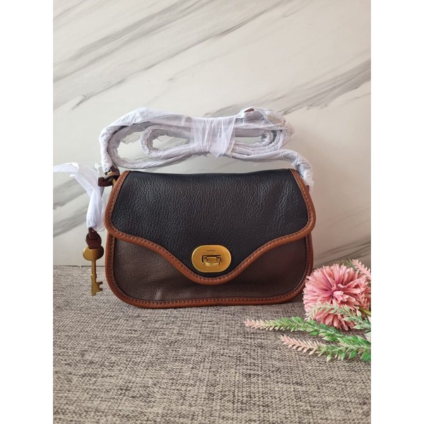 tasFOSSIL Heritage flap crossbody bag espresso n
