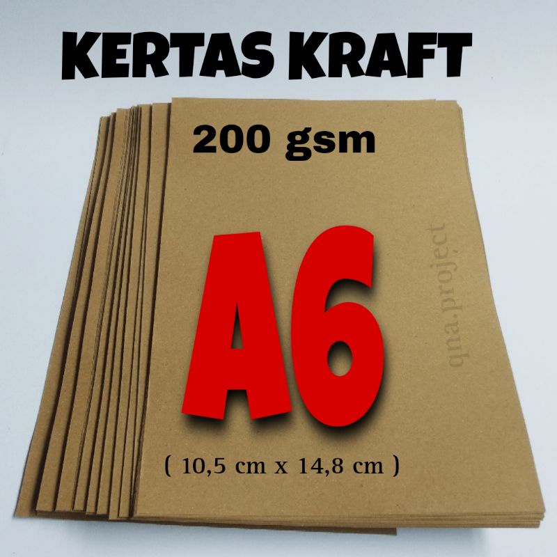 KERTAS KRAFT A6 200 gsm | KRAFT COKLAT | KERTAS COKLAT 200 gsm | KERTAS SAMSON A6 | WHITE KRAFT | KR